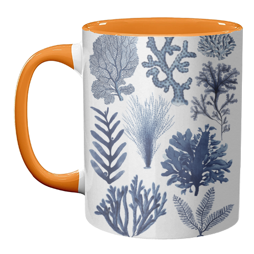 Corals & Seaweed Collection (Blue) - unique mug by Gal Design