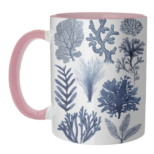Corals & Seaweed Collection (Blue) - unique mug by Gal Design