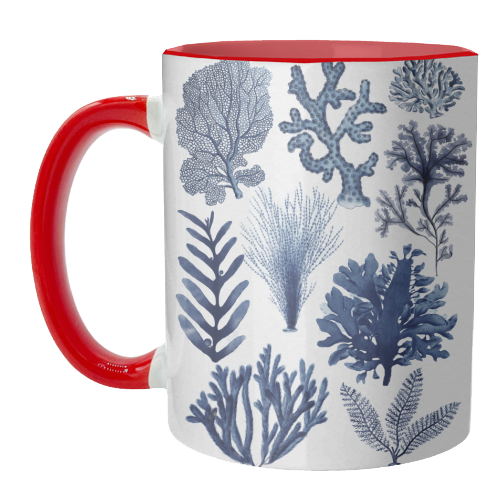 Corals & Seaweed Collection (Blue) - unique mug by Gal Design