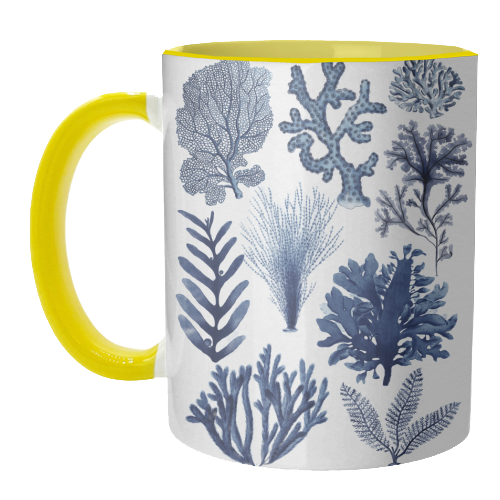 Corals & Seaweed Collection (Blue) - unique mug by Gal Design