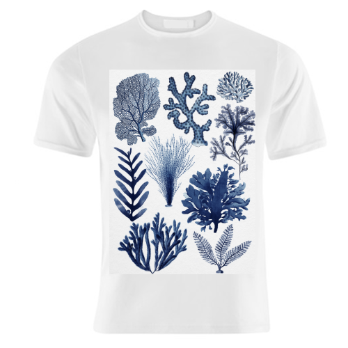 Corals & Seaweed Collection (Blue) - unique t shirt by Gal Design