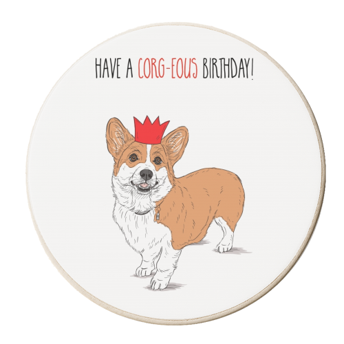 Corg-eous Birthday - personalised beer coaster by Adam Regester