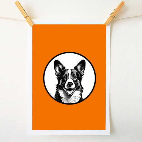 Corgi Cameo Dog Portrait - A1 - A4 art print by Adam Regester