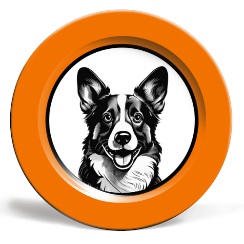Corgi Cameo Dog Portrait - ceramic dinner plate by Adam Regester