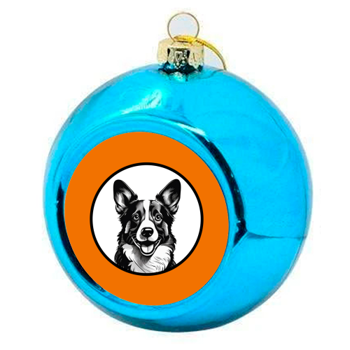 Corgi Cameo Dog Portrait - colourful christmas bauble by Adam Regester