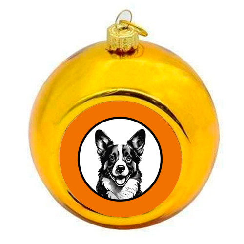 Corgi Cameo Dog Portrait - colourful christmas bauble by Adam Regester