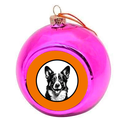 Corgi Cameo Dog Portrait - colourful christmas bauble by Adam Regester