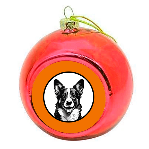 Corgi Cameo Dog Portrait - colourful christmas bauble by Adam Regester