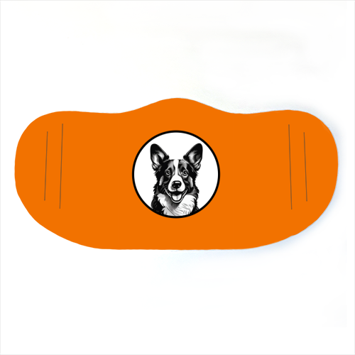 Corgi Cameo Dog Portrait - face cover mask by Adam Regester