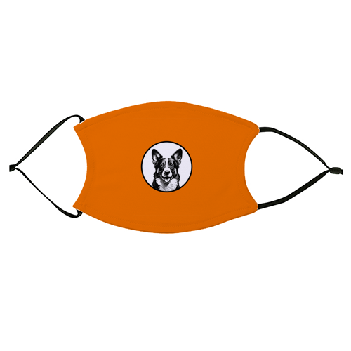 Corgi Cameo Dog Portrait - face cover mask by Adam Regester