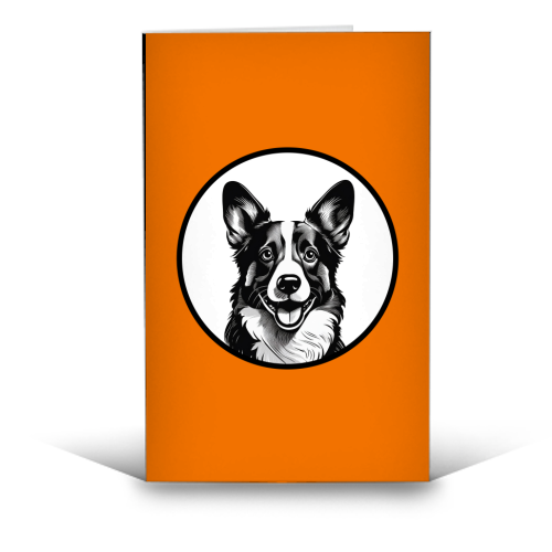 Corgi Cameo Dog Portrait - funny greeting card by Adam Regester