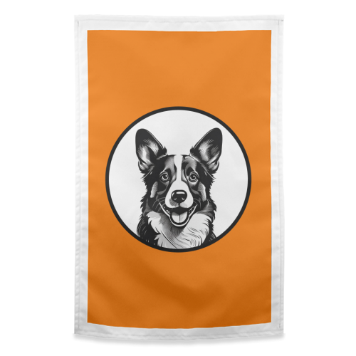 Corgi Cameo Dog Portrait - funny tea towel by Adam Regester