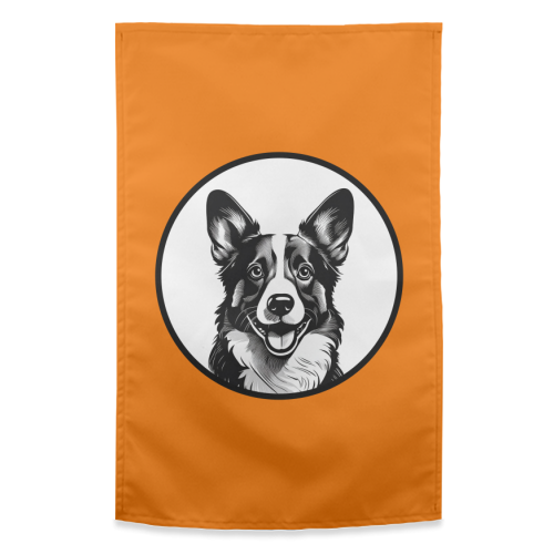 Corgi Cameo Dog Portrait - funny tea towel by Adam Regester