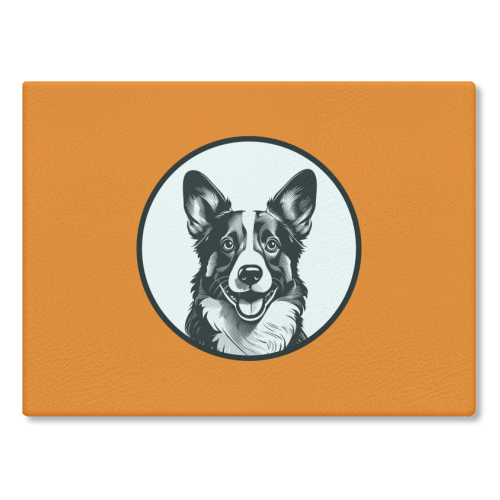 Corgi Cameo Dog Portrait - glass chopping board by Adam Regester
