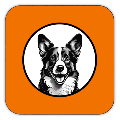 Corgi Cameo Dog Portrait - personalised beer coaster by Adam Regester