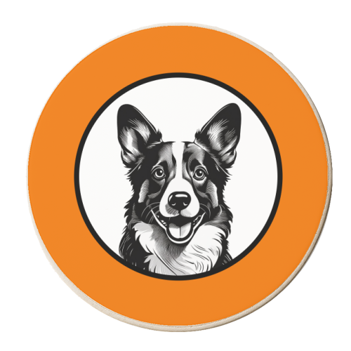 Corgi Cameo Dog Portrait - personalised beer coaster by Adam Regester
