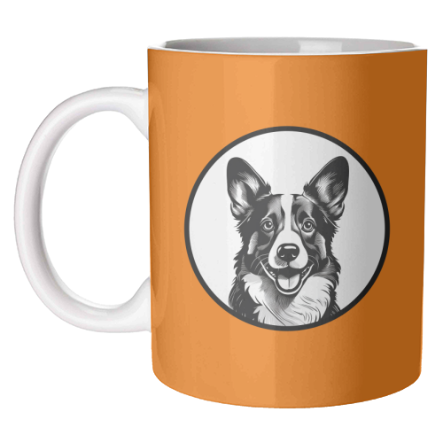 Corgi Cameo Dog Portrait - unique mug by Adam Regester
