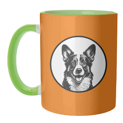 Corgi Cameo Dog Portrait - unique mug by Adam Regester