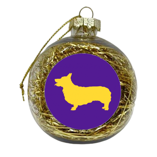 Corgi Coloured Silhouette - xmas bauble by Adam Regester