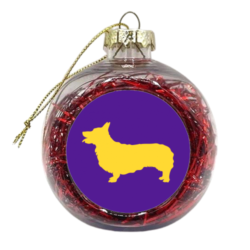 Corgi Coloured Silhouette - xmas bauble by Adam Regester