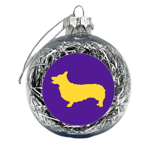 Corgi Coloured Silhouette - xmas bauble by Adam Regester
