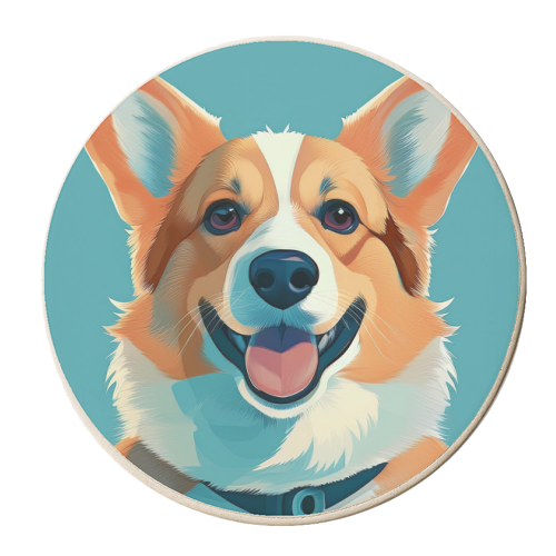 Corgi Dog Portrait Illustration - personalised beer coaster by Adam Regester
