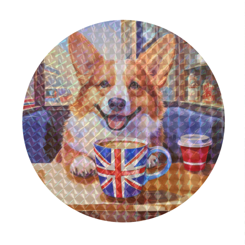 Corgi having Coffee - Circle Sticker by AP