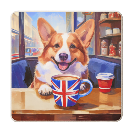Corgi having Coffee - personalised beer coaster by AP