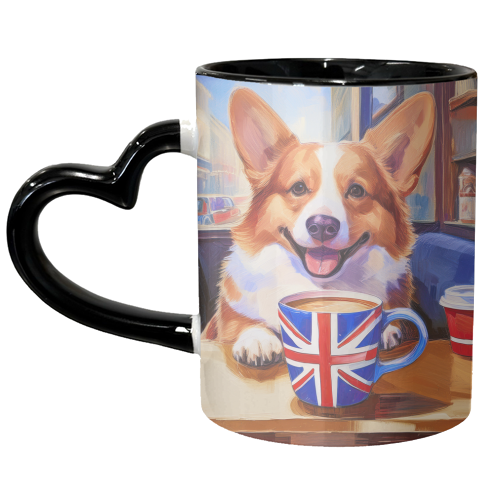 Corgi having Coffee - unique mug by AP