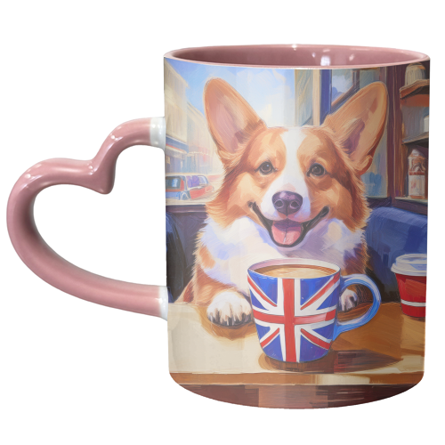 Corgi having Coffee - unique mug by AP