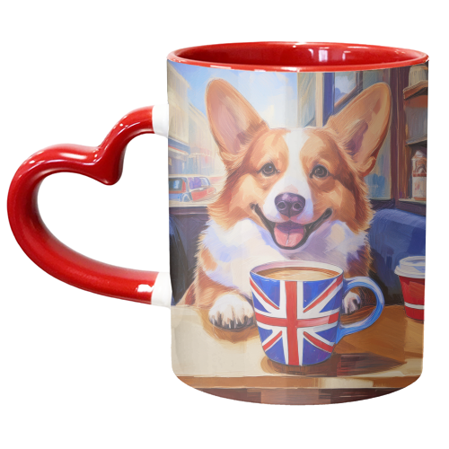 Corgi having Coffee - unique mug by AP