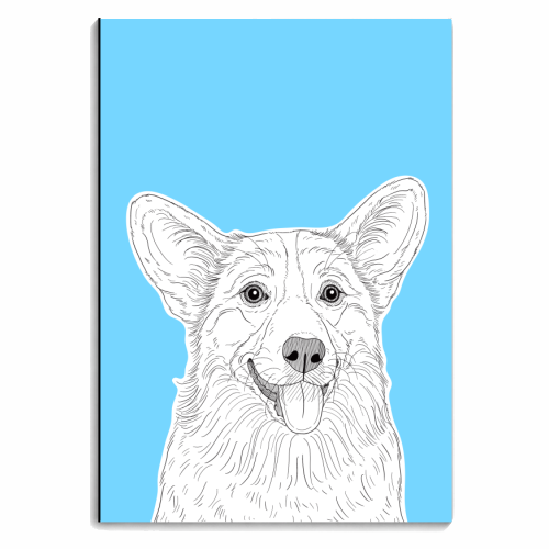 Corgi Portrait On A Pale Blue Background - personalised A4, A5, A6 notebook by Adam Regester