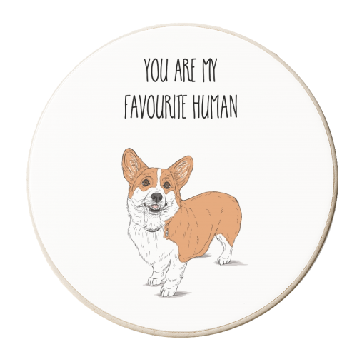 Corgi's Favourite Human - personalised beer coaster by Adam Regester