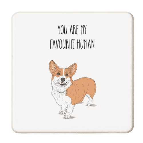 Corgi's Favourite Human - personalised beer coaster by Adam Regester