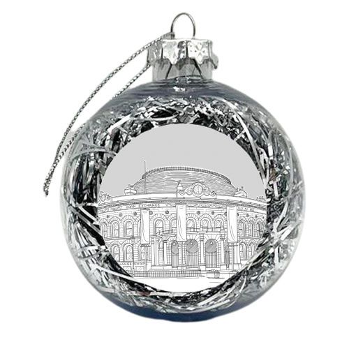 Corn Exchange, Leeds, Illustration (Pale Grey Version) - xmas bauble by Adam Regester