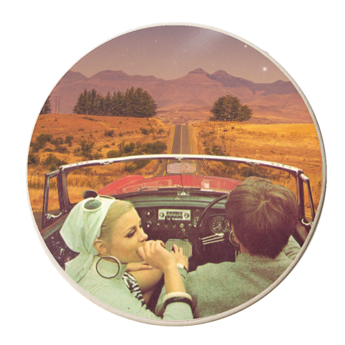 Cosmic Cruise | Retro art print - personalised beer coaster by OhMC! Designs