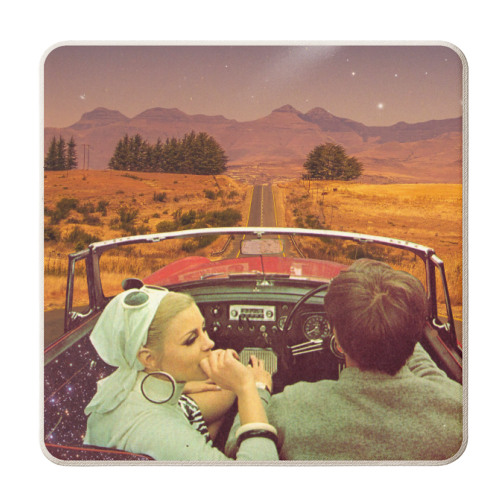 Cosmic Cruise | Retro art print - personalised beer coaster by OhMC! Designs