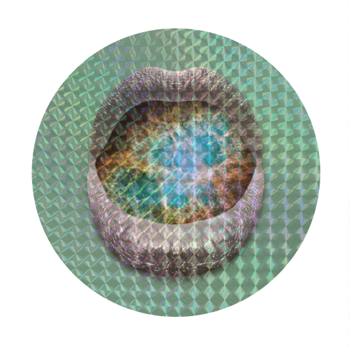 Cosmic Kiss | Lips Art Print - Circle Sticker by OhMC! Designs