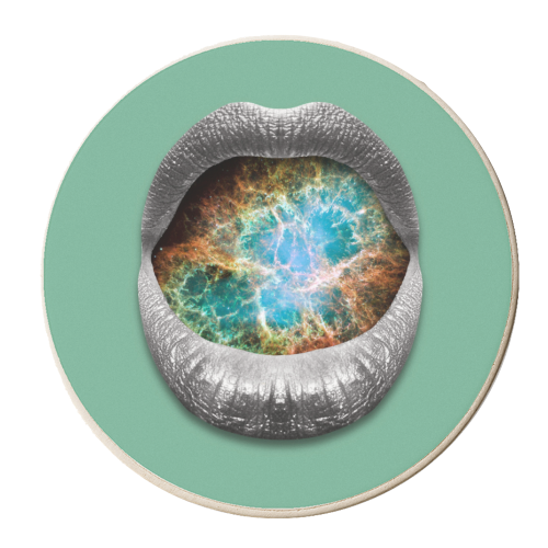 Cosmic Kiss | Lips Art Print - personalised beer coaster by OhMC! Designs