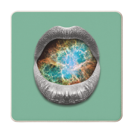 Cosmic Kiss | Lips Art Print - personalised beer coaster by OhMC! Designs