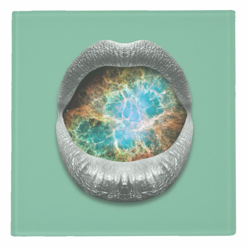 Cosmic Kiss | Lips Art Print - personalised beer coaster by OhMC! Designs