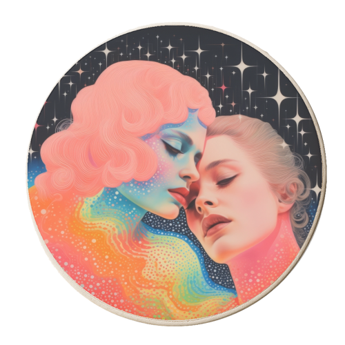 Cosmic Sisters - personalised beer coaster by DejaReve