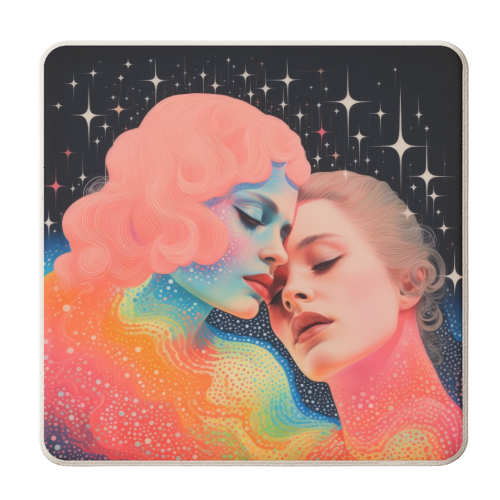 Cosmic Sisters - personalised beer coaster by DejaReve