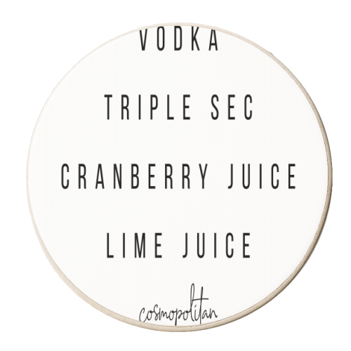 Cosmopolitan Cocktail Recipe - personalised beer coaster by Toni Scott