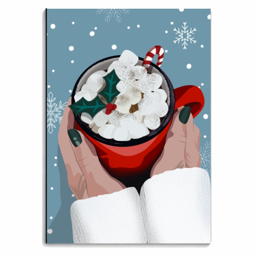 Cosy Christmas fall hot chocolate print - personalised A4, A5, A6 notebook by The Girl Next Draw