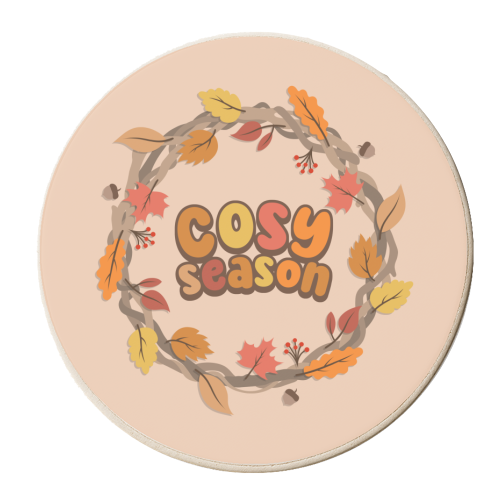 Cosy Season - Autumn Wreath - Fall Vibes - personalised beer coaster by Amy Farmer