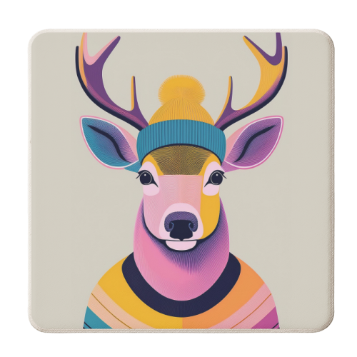 Cosy Winter Reindeer - personalised beer coaster by Adam Regester
