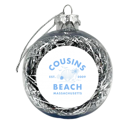 Cousins beach in blue - xmas bauble by The Girl Next Draw