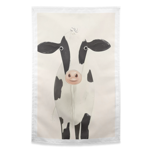 Cow illustration - funny tea towel by haris kavalla