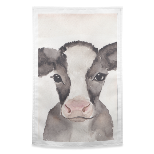 Cow mugshot - funny tea towel by Linbylane
